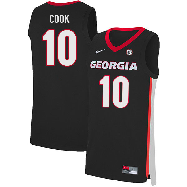 Georgia Bulldogs #10 Aaron Cook College Basketball Jerseys Sale-Black